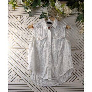 Rag & Bone NY Women's White Eyelet Collared Tank Button Up Size Medium